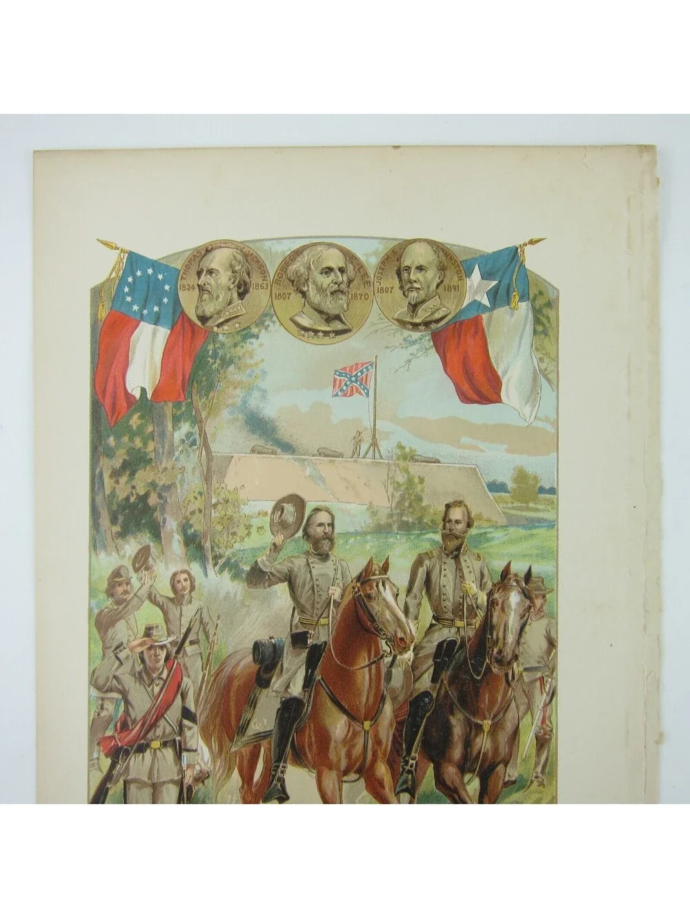 Chromolith Book Plate US Civil War Confederate Uniforms Antique 1890s